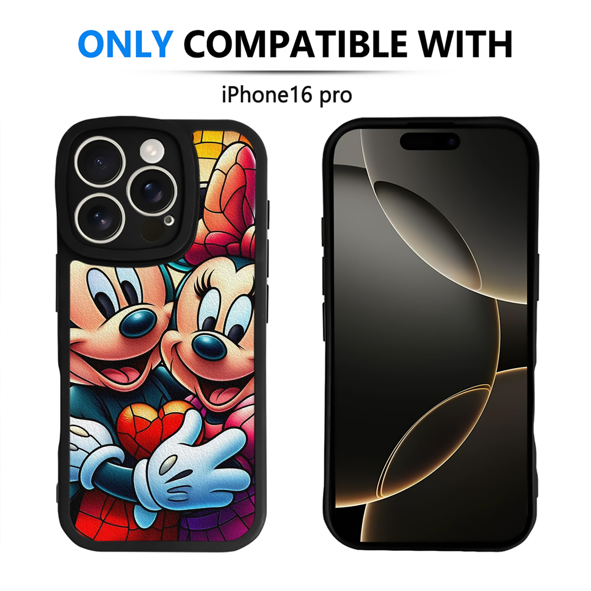 （画像用） ミッキーマウス Mickey Mouse 【iPhone 16シリーズ対応】シリコンスマホケース（レザー調） 材質：シリコン